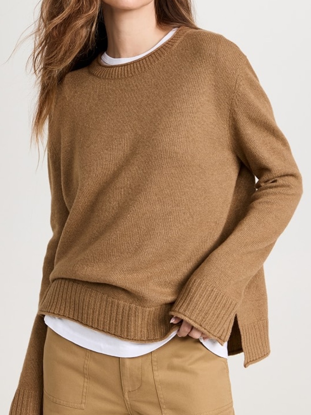 Jenni Kayne Everyday Sweater Camel Brown Wool Cashmere Blend Luxury Large